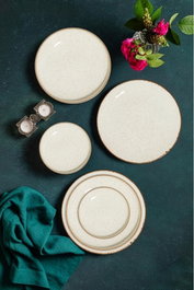 Hermia Juego de Cena de Porcelana de 24 Piezas Blanco y Beige